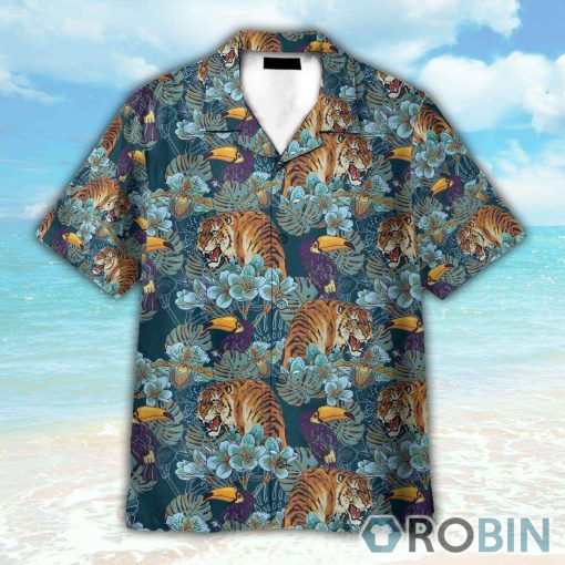 Tiger And Peacock Tropical Pattern Japanese Style Hawaiian Shirt