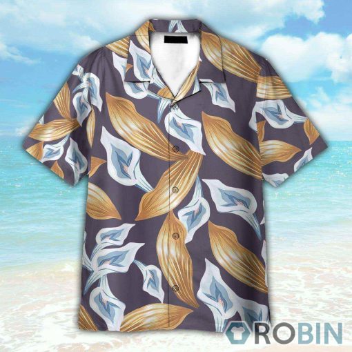 Tom Selleck Magnum Pi Calla Lily Purple Cosplay Costume Hawaiian Shirt