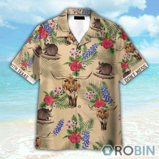 Tribal Armadillo And Longhorn Texas Pattern Hawaiian Shirt