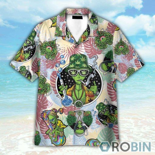 Tropical Alien Cannabis Hippie Hawaiian Shirt