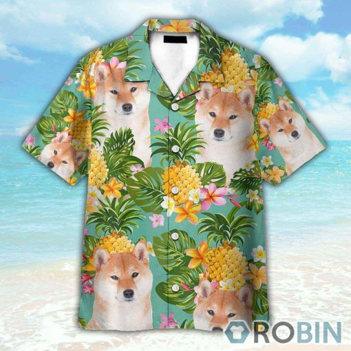 Tropical Pineapple Shiba Funny Button’s Up Shirts Hawaiian Shirt