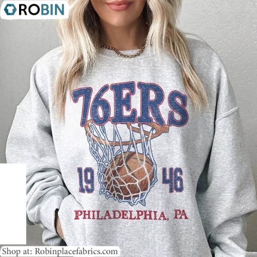 Vintage 76ers Basketball Sweatshirt , Philadelphia 76ers Shirt Crewneck