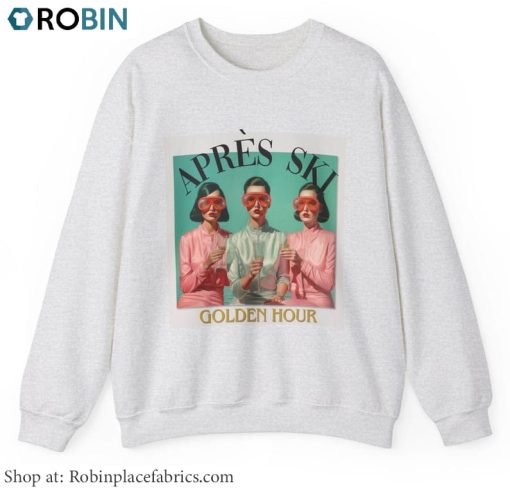 Vintage Golden Hour Unisex Hoodie, Apres Ski Sweatshirt Crewneck