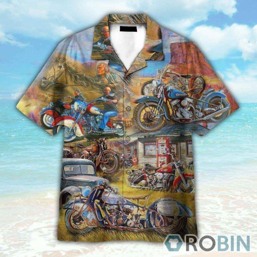 Vintage Motorcycle Native American Hawaiian Shirt
