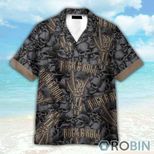 Vintage Rock & Roll Skull Hawaiian Shirt