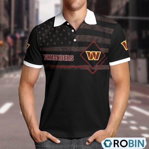 Washington Commanders American Flag Polo Shirt, Commanders Apparel