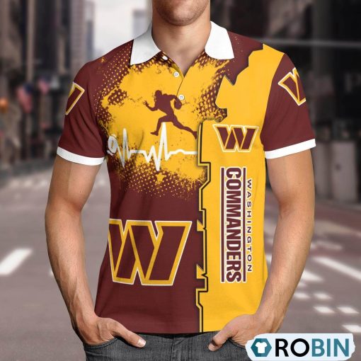 Washington Commanders Heartbeat Polo Shirt, Commanders Merchandise