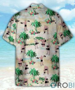 Weight Lifting Tropical Pattern Hawaiian Shirt
