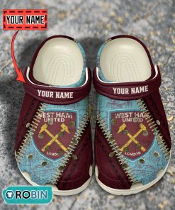 West Ham United F.C Leather Zip Design Crocs Shoes West Ham United F.C Leather Zip Design Crocs Shoes