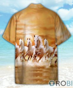 White Horses Running On Sunset Hawaiian Shirt