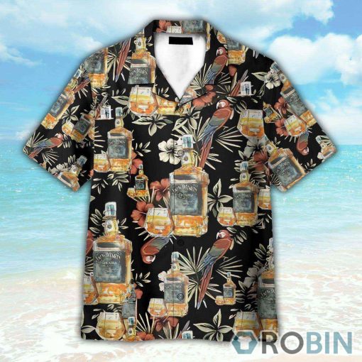 Wine Drinking Lover Black Tropical Hawaiian Shirt