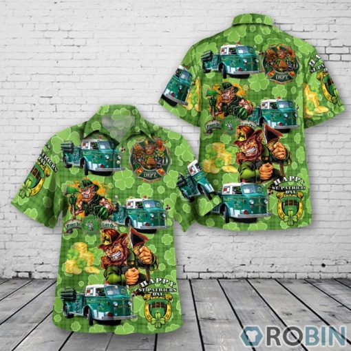 1954 American LaFrance 700 Series Pumper Fire Engine St Patrick’s Day Hawaiian Shirt