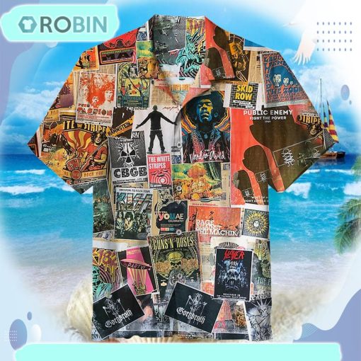 80s Rock Collage Unisex Hawaiian Shirt