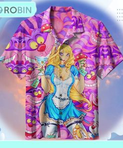 Alice in Wonderland With Cheshire Cat Universal Hawaiian Shirt Alice in Wonderland With Cheshire Cat Universal Hawaiian Shirt