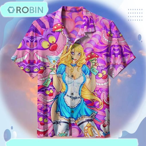 Alice in Wonderland With Cheshire Cat Universal Hawaiian Shirt