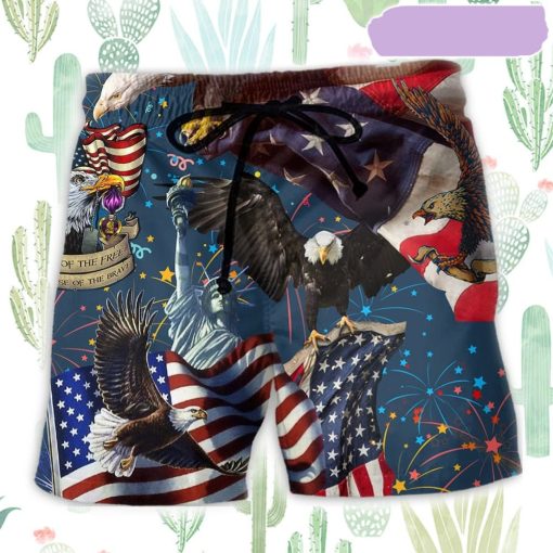 America Eagle Victory Freedom Beach Short, Gift for Holiday Summer