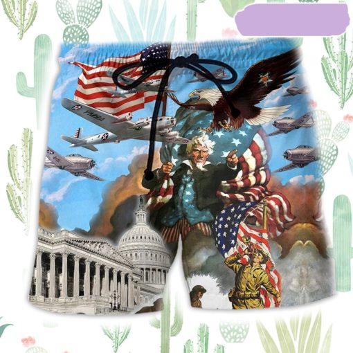 America War And Peace Eagle Beach Short, Gift for Holiday Summer