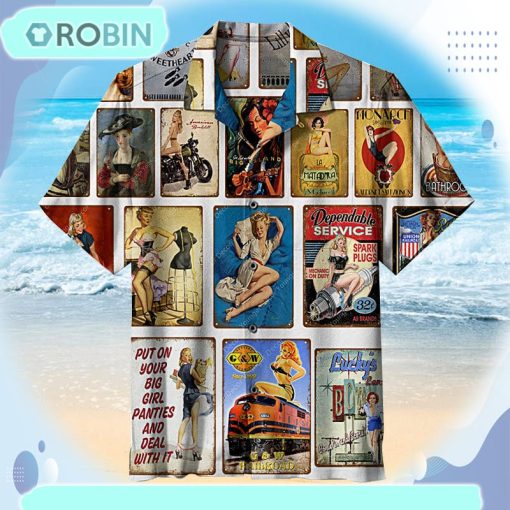 American Retro Poster Lady Girl Universal Hawaiian Shirt