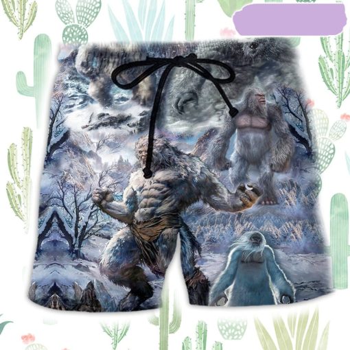 Animal YetiI Believe Style Beach Short, Gift for Holiday Summer