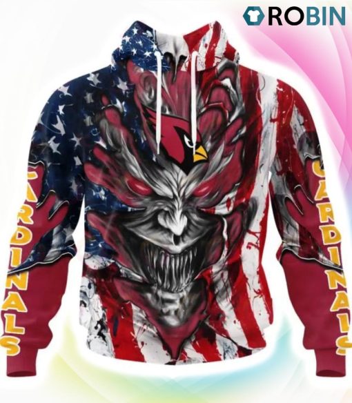 Arizona Cardinals Demon Face Design 3D Hoodie, Cardinals Unique Gifts