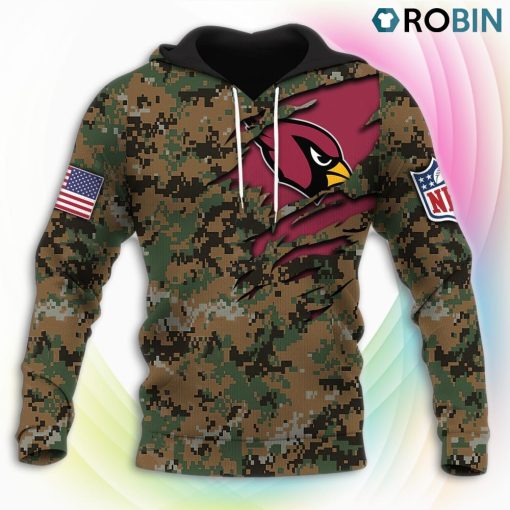 Arizona Cardinals NFL Honor US Marine Veterans 3D Hoodie, Arizona Cardinals Fan Shirt for Sale
