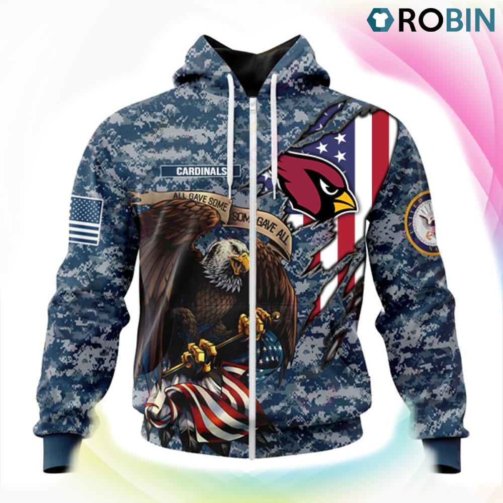 Arizona Cardinals NFL Honor US Navy Veterans 3D Hoodie, Cardinals Team Gifts