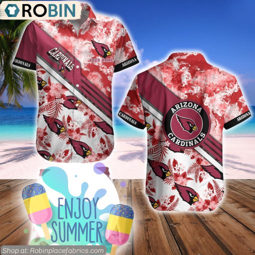 Arizona Cardinals Watercolor Pattern Hibiscus Hawaiian Shirt