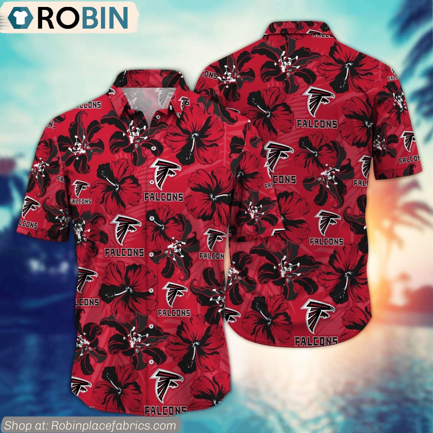 Atlanta Falcons Hibiscus Tropical Pattern NFL Hawaiian Shirt