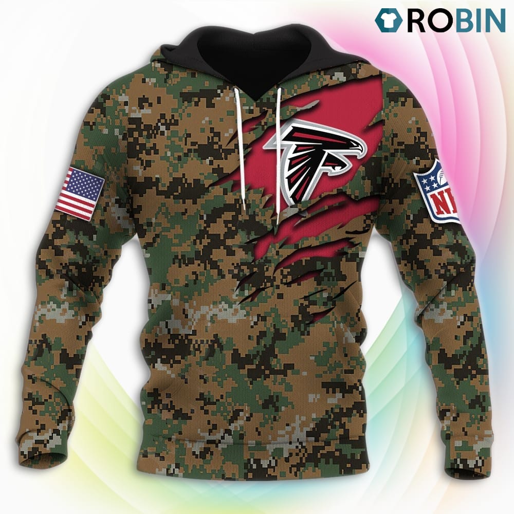 Atlanta Falcons NFL Honor US Marine Veterans 3D Hoodie, Atlanta Falcons Fan Shirt for Sale