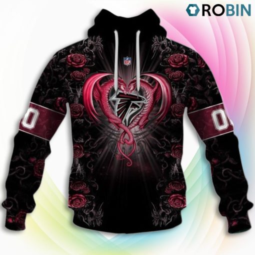 Atlanta Falcons NFL Rose Dragon 3D Hoodie, Falcons Gear