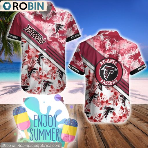 Atlanta Falcons Watercolor Pattern Hibiscus Hawaiian Shirt