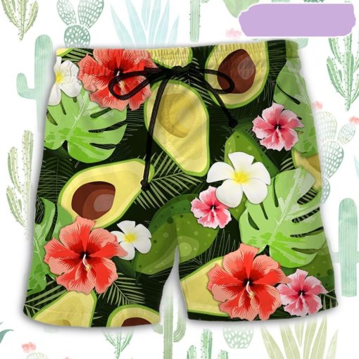 Avocado Tropical Floral Beach Short, Gift for Holiday Summer