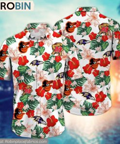 Baltimore Flower Pattern Sport Hawaiian Shirt