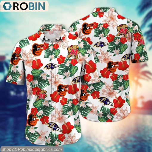 Baltimore Flower Pattern Sport Hawaiian Shirt