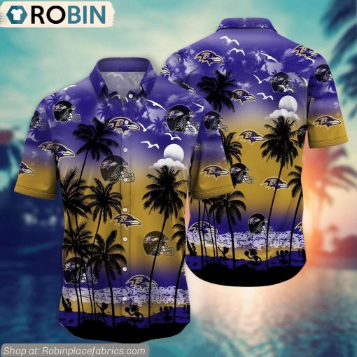 Baltimore Ravens Aloha Palm Tree Hawaiian Shirt