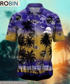 Baltimore Ravens Aloha Palm Tree Hawaiian Shirt