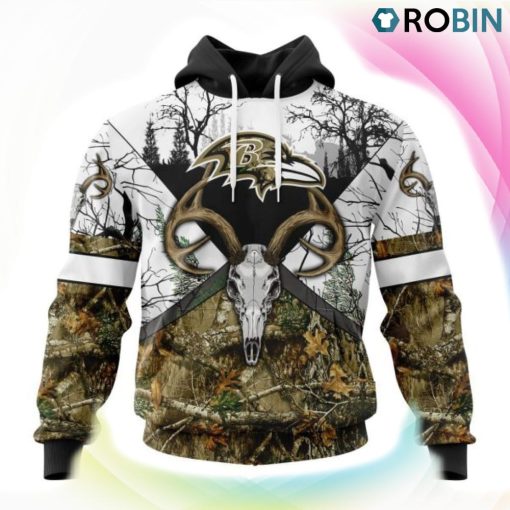 Baltimore Ravens Deer Hunting Camo Style 3D Hoodie, Ravens Merchandise