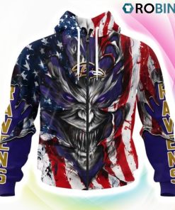 Baltimore Ravens Demon Face Design 3D Hoodie, Ravens Unique Gifts