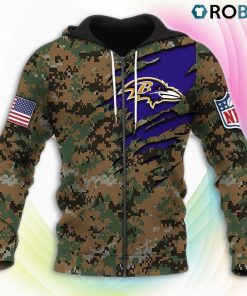 Baltimore Ravens NFL Honor US Marine Veterans 3D Hoodie, Ravens Team Gifts Baltimore Ravens NFL Honor US Marine Veterans 3D Hoodie, Ravens Team Gifts