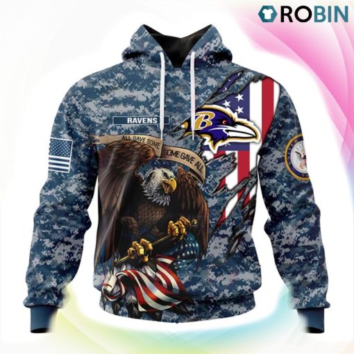 Baltimore Ravens NFL Honor US Navy Veterans 3D Hoodie, Ravens Shirt