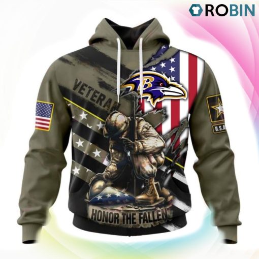 Baltimore Ravens NFL Honor Veterans And Their Families 3D Hoodie, Baltimore Ravens Gifts for Fans