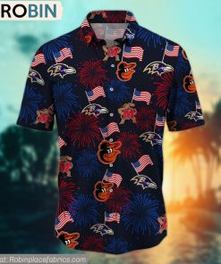 Baltimore Sports Logo Pattern Happy 4th Of July Hawaiian Shirt