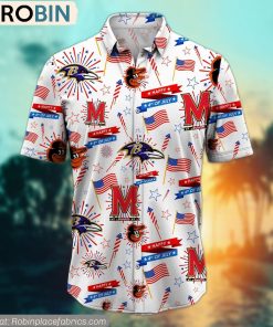 Baltimore Sports Logo Team Happy 4th Of July Hawaiian Shirt