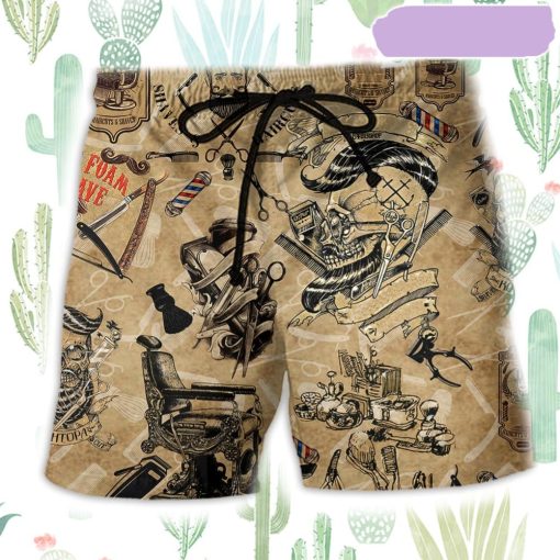Barber Shop Vintage Cool Beach Short, Gift for Holiday Summer