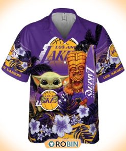 Basketball Los Angeles Lakers And Baby Yoda Summer Hawaiian Shirt Basketball Los Angeles Lakers And Baby Yoda Summer Hawaiian Shirt