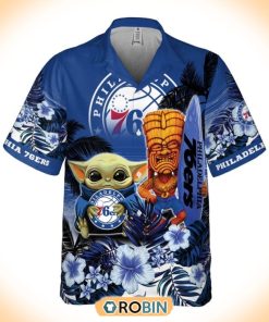 Basketball Philadelphia 76ers And Baby Yoda Summer Hawaiian Shirt Basketball Philadelphia 76ers And Baby Yoda Summer Hawaiian Shirt