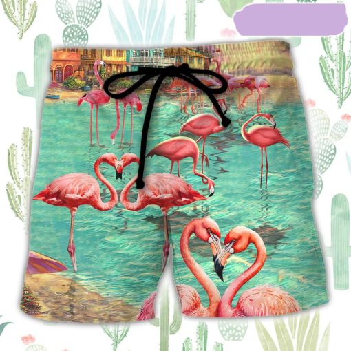 Beach Flamingo Love You To The Beach And Back Beach Short, Gift for Holiday Summer