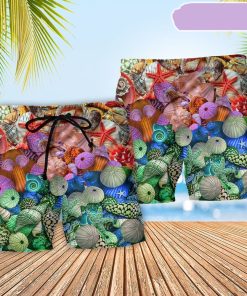 Beach Starfish On Seashells Beach Short, Gift for Holiday Summer