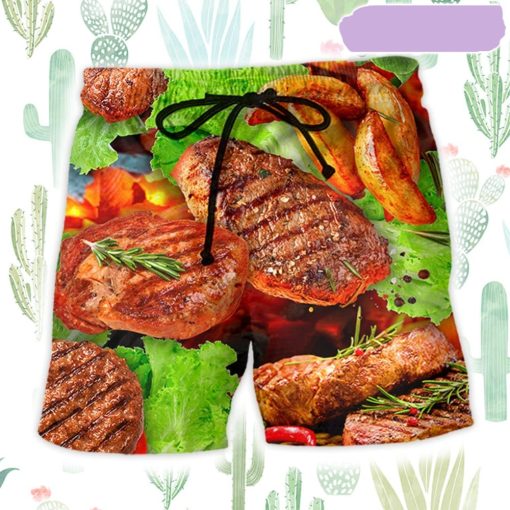 Beefsteak BBQ Lover Style Beach Short, Gift for Holiday Summer