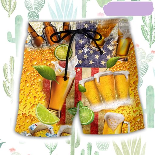 Beer Independence Day America Summer Beach Short, Gift for Holiday Summer